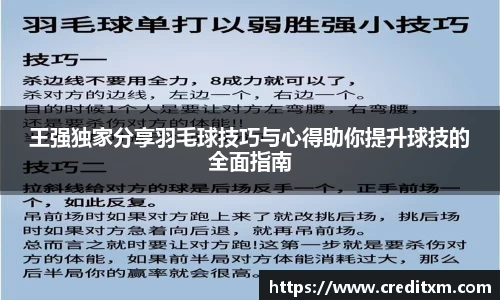 王强独家分享羽毛球技巧与心得助你提升球技的全面指南