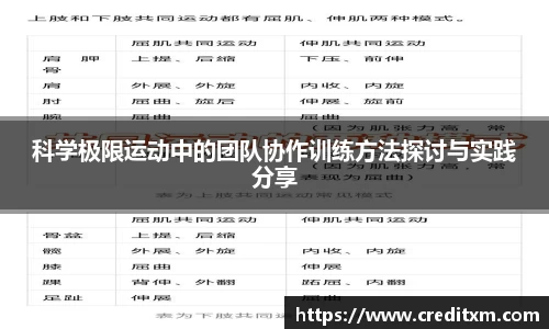 科学极限运动中的团队协作训练方法探讨与实践分享